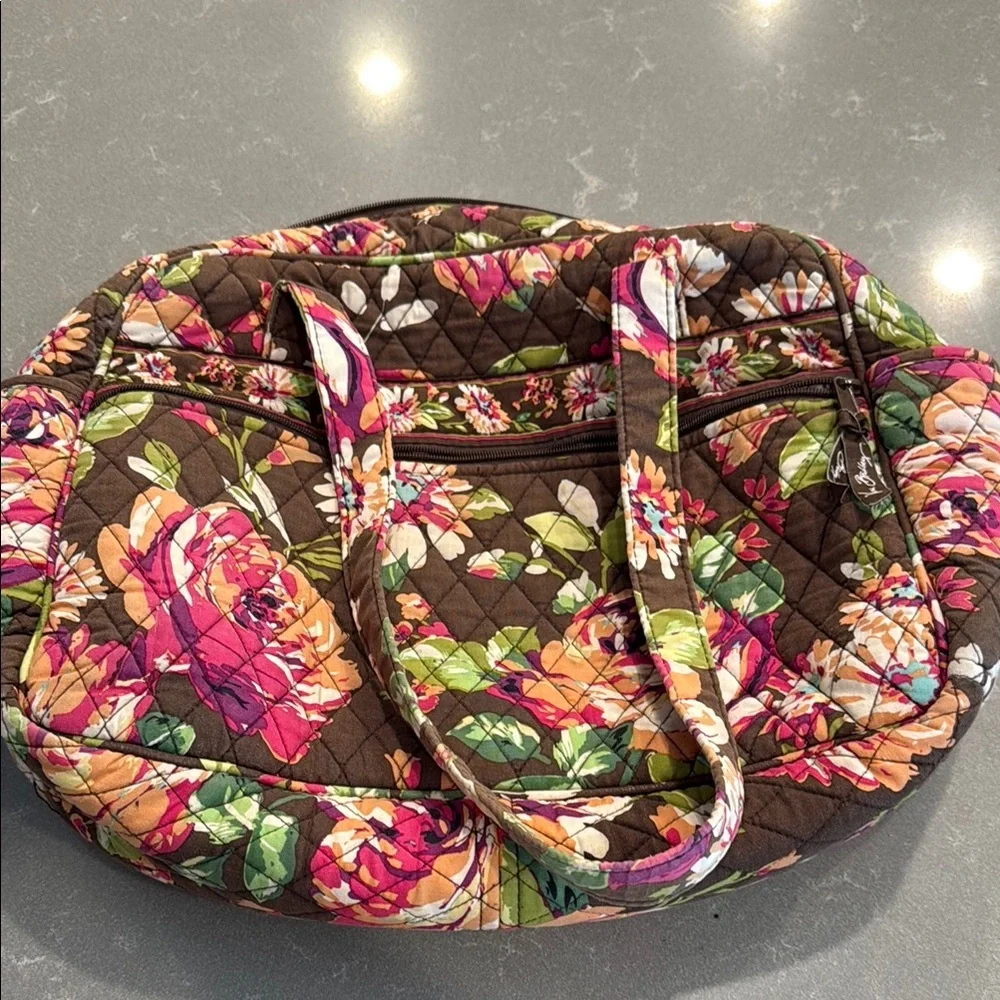Vera Bradley Pink and Green Floral Quilted Diaper Bag - Picture 3 of 6